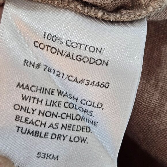 Eileen Fisher Cropped Capris Pants Sz Large Cotton Tan Drawstring Tie FLAW - Picture 7 of 11